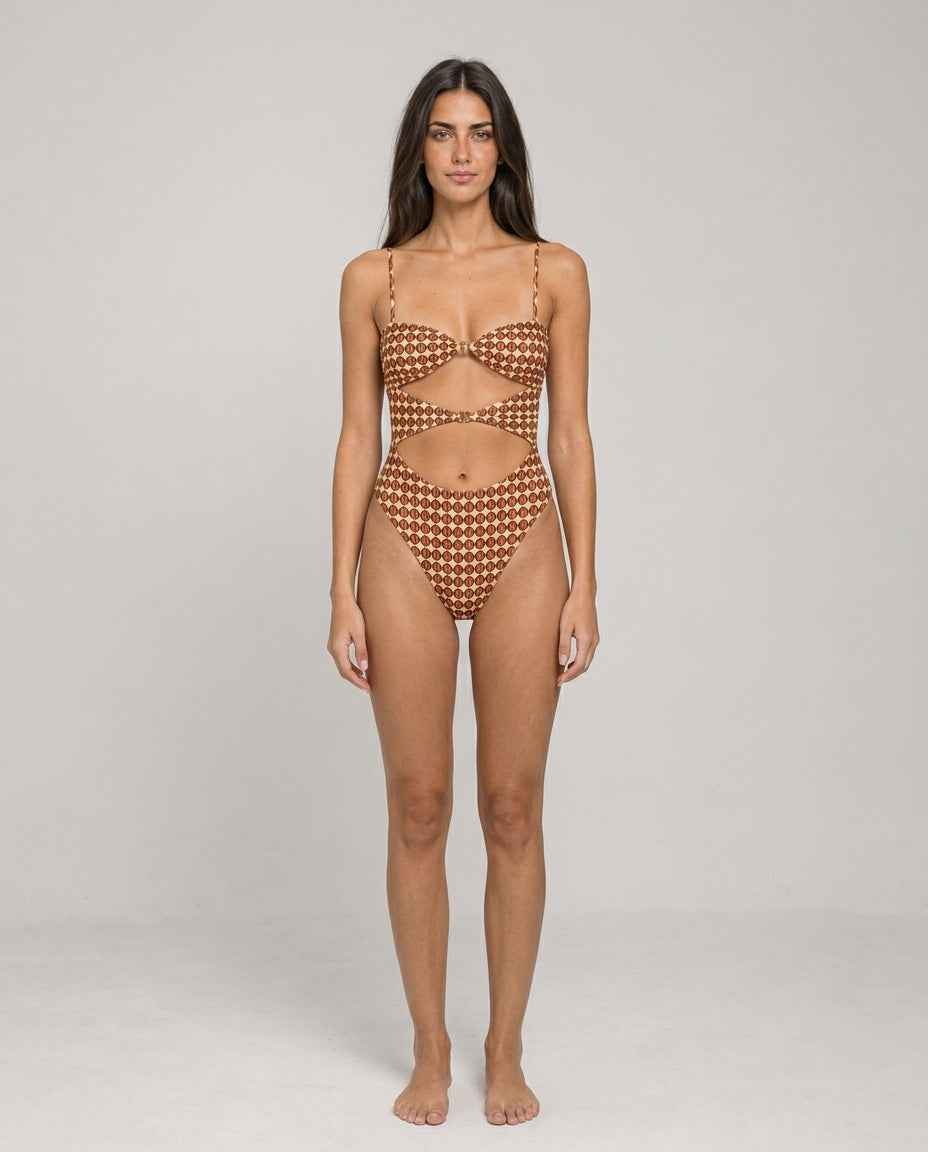 Body Feminino Estampado com Recortes e Detalhe Metálico – Vitória