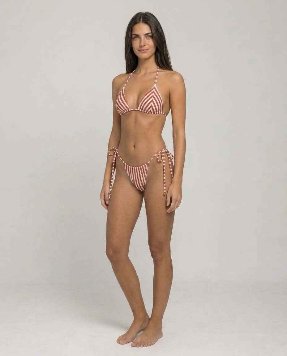 Biquíni Feminino Cortininha Listrado com Amarração Lateral – Vanessa