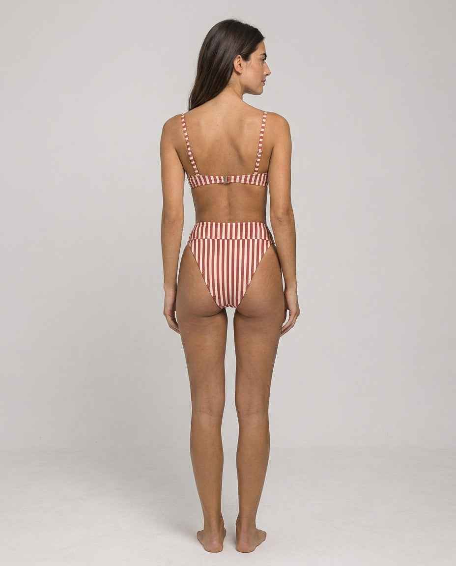 Biquíni Feminino Hot Pants Listrado com Top Estruturado – Verônica