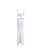 Conjunto Feminino de Festa com Top Cropped e Saia Longa Sereia Bordado com Pedraria – Lianora