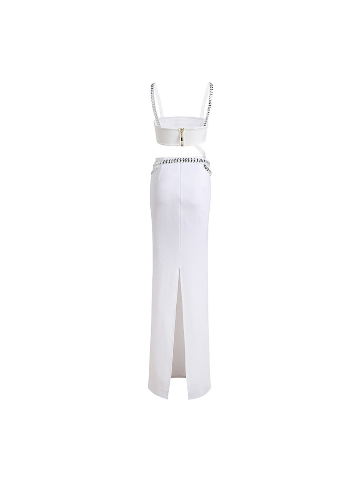 Conjunto Feminino de Festa com Top Cropped e Saia Longa Sereia Bordado com Pedraria – Lianora