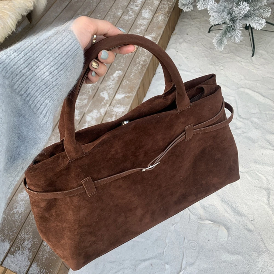Bolsa Tote Feminina Grande de Camurça com Alça de Ombro – Arilia