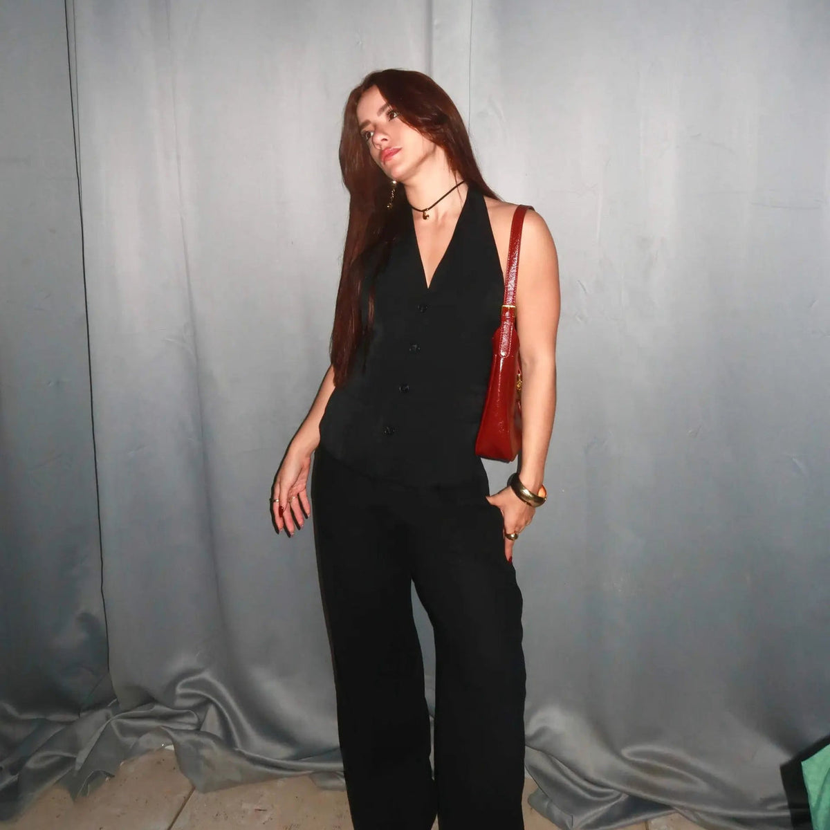 Conjunto Feminino Alfaiataria Colete Frente Única e Calça Pantalona – Maitê