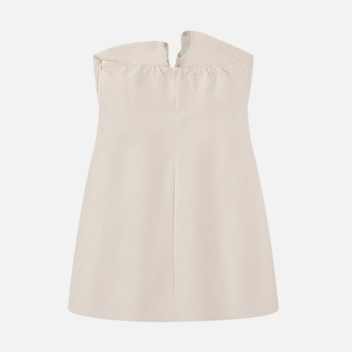 Vestido Curto Feminino Tomara que Caia Alfaiataria com Decote Jóia Strass – Marisa