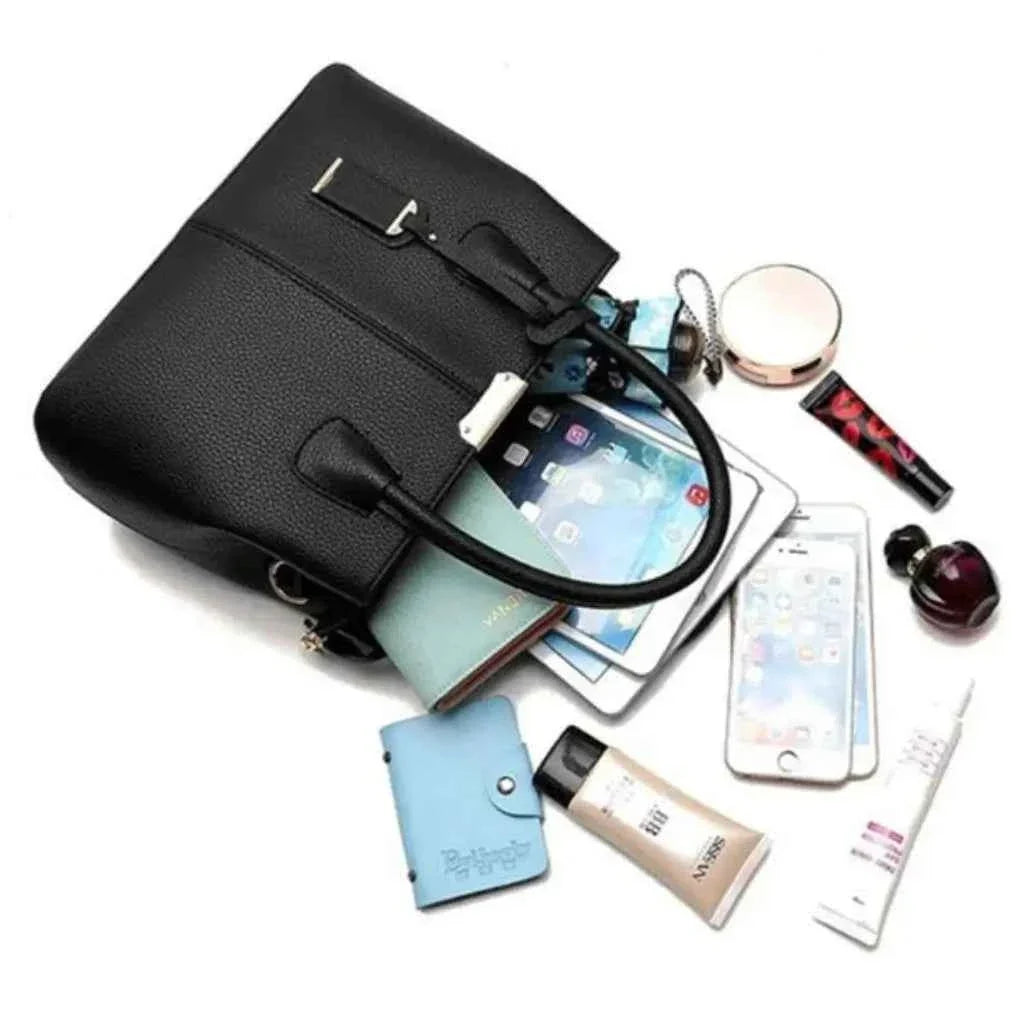 Bolsa Satchel Feminina de Couro PU com Alça de Mão e Transversal Vintage – Melilia