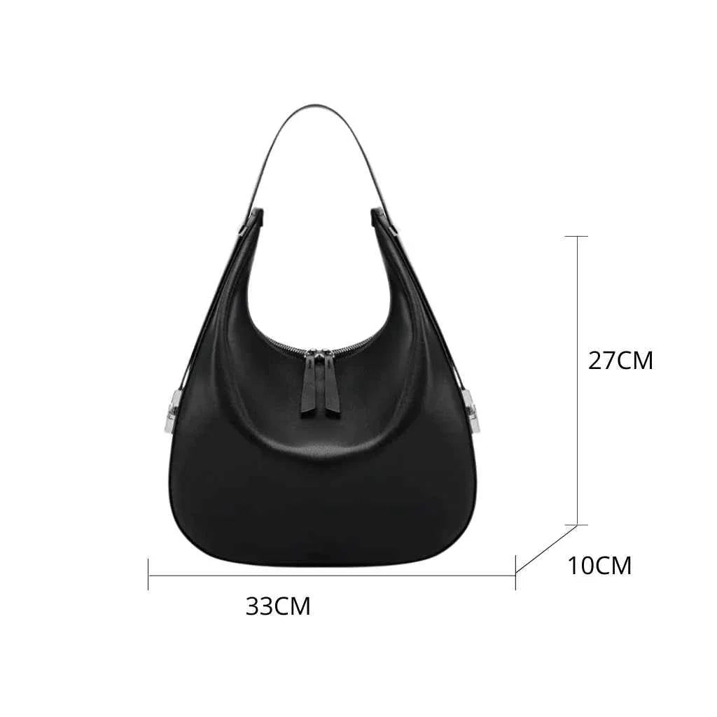 Bolsa Hobo Feminina de Couro PU com Design Meia Lua Minimalista – Niralia