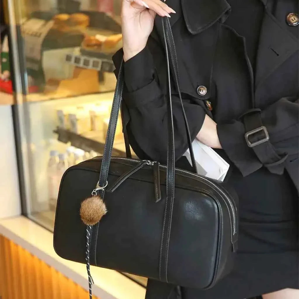 Bolsa de Ombro Feminina Retangular de Couro PU com Design Minimalista – Celilia