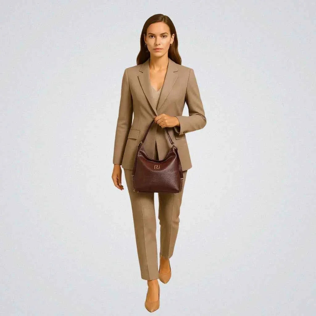 Bolsa Satchel Feminina de Couro PU Polido com Alça de Mão e Transversal – Miralia