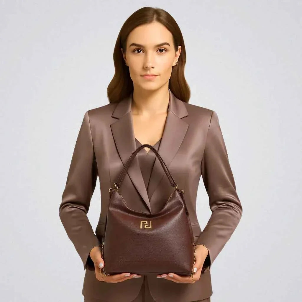 Bolsa Satchel Feminina de Couro PU Polido com Alça de Mão e Transversal – Miralia
