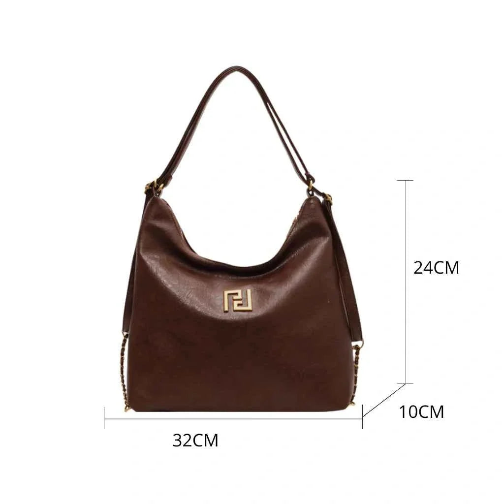 Bolsa Satchel Feminina de Couro PU Polido com Alça de Mão e Transversal – Miralia