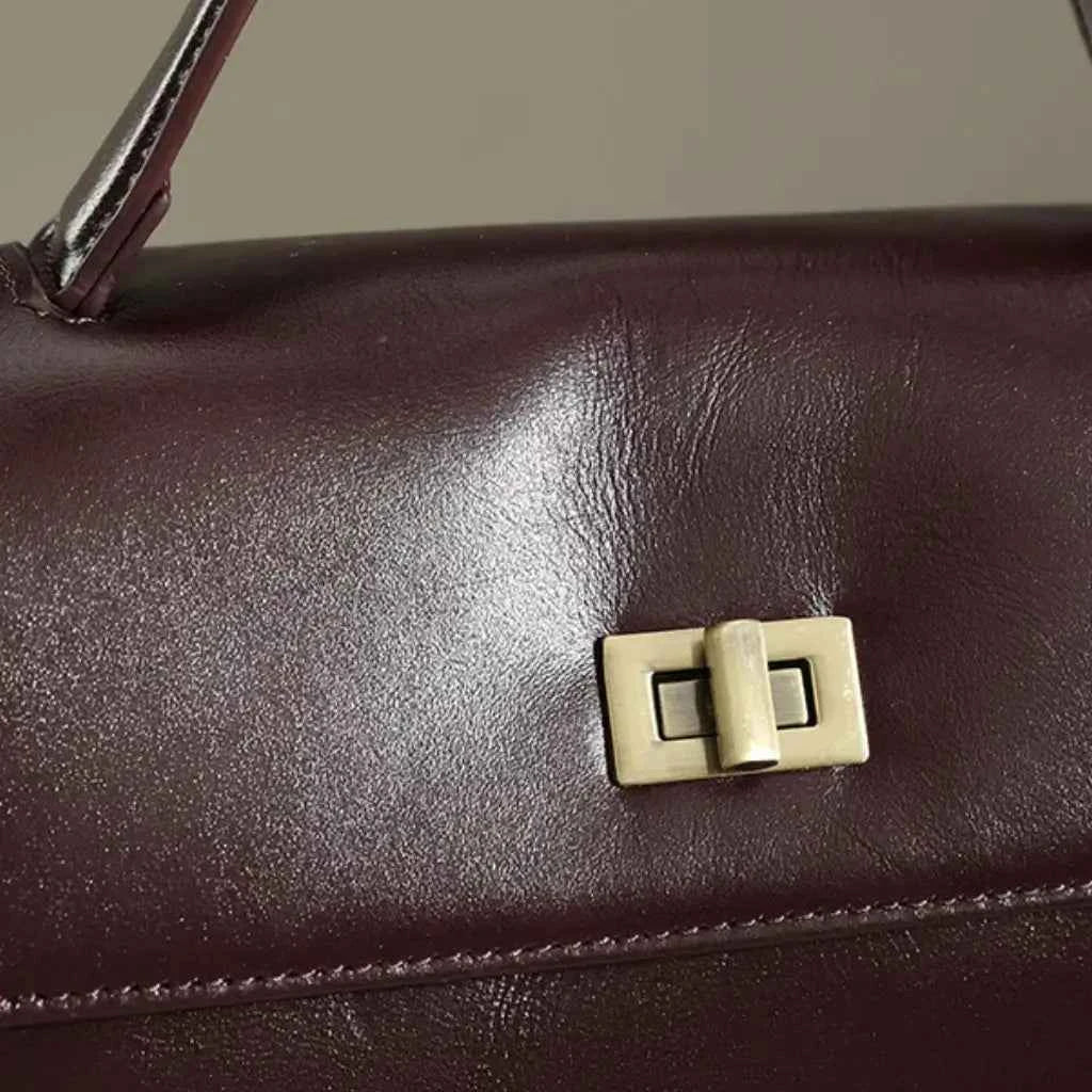 Bolsa de Mão Feminina Estruturada de Couro PU com Alça Transversal Vintage – Maralia