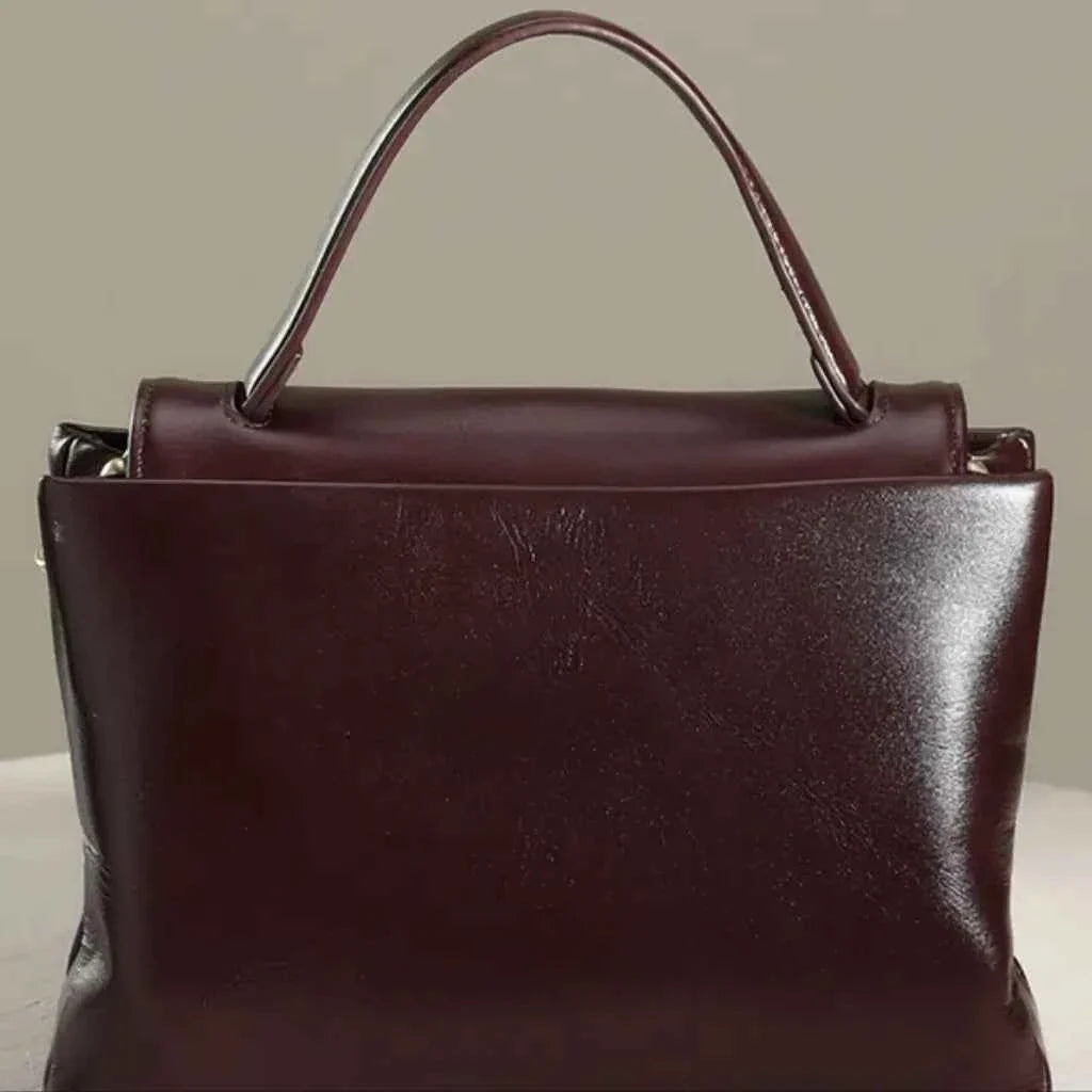 Bolsa de Mão Feminina Estruturada de Couro PU com Alça Transversal Vintage – Maralia