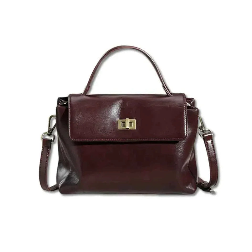 Bolsa de Mão Feminina Estruturada de Couro PU com Alça Transversal Vintage – Maralia