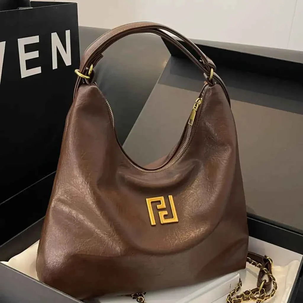 Bolsa Satchel Feminina de Couro PU Polido com Alça de Mão e Transversal – Miralia