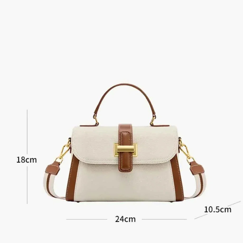 Bolsa de Mão Feminina Estruturada Bicolor com Alça Larga de Tecido Removível – Calilia