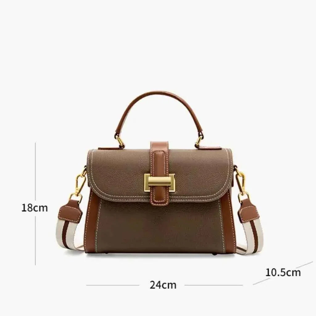 Bolsa de Mão Feminina Estruturada Bicolor de Couro PU com Alça Larga Removível – Delilia