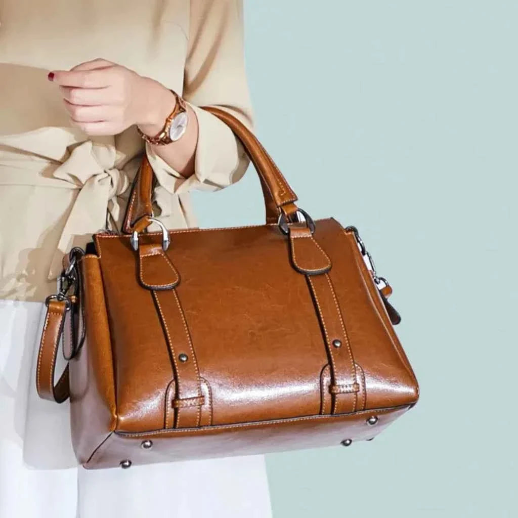 Bolsa Tote Executiva Estruturada de Couro PU com Acabamento Polido – Evalia