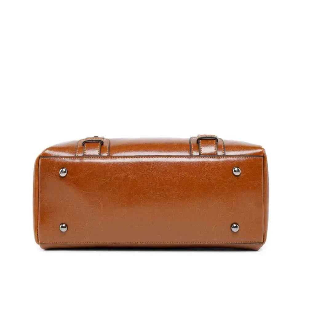 Bolsa Tote Executiva Estruturada de Couro PU com Acabamento Polido – Evalia