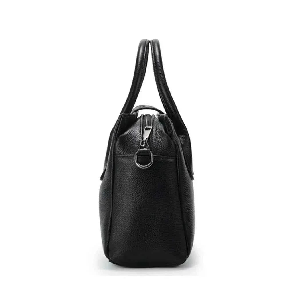Bolsa Tote Estruturada de Couro Granulado com Detalhe em Textura Croco – Elalia
