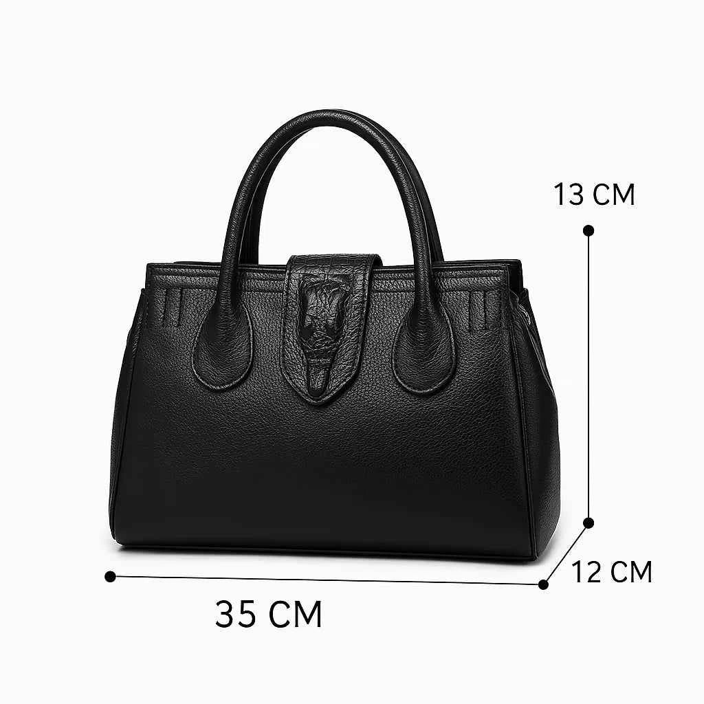 Bolsa Tote Estruturada de Couro Granulado com Detalhe em Textura Croco – Elalia
