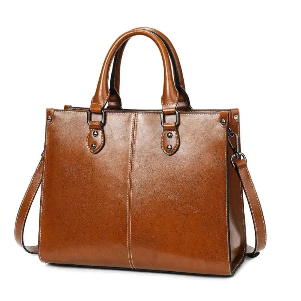 Bolsa Tote Feminina Executiva Estruturada em Couro PU com Alça Removível – Lumilia