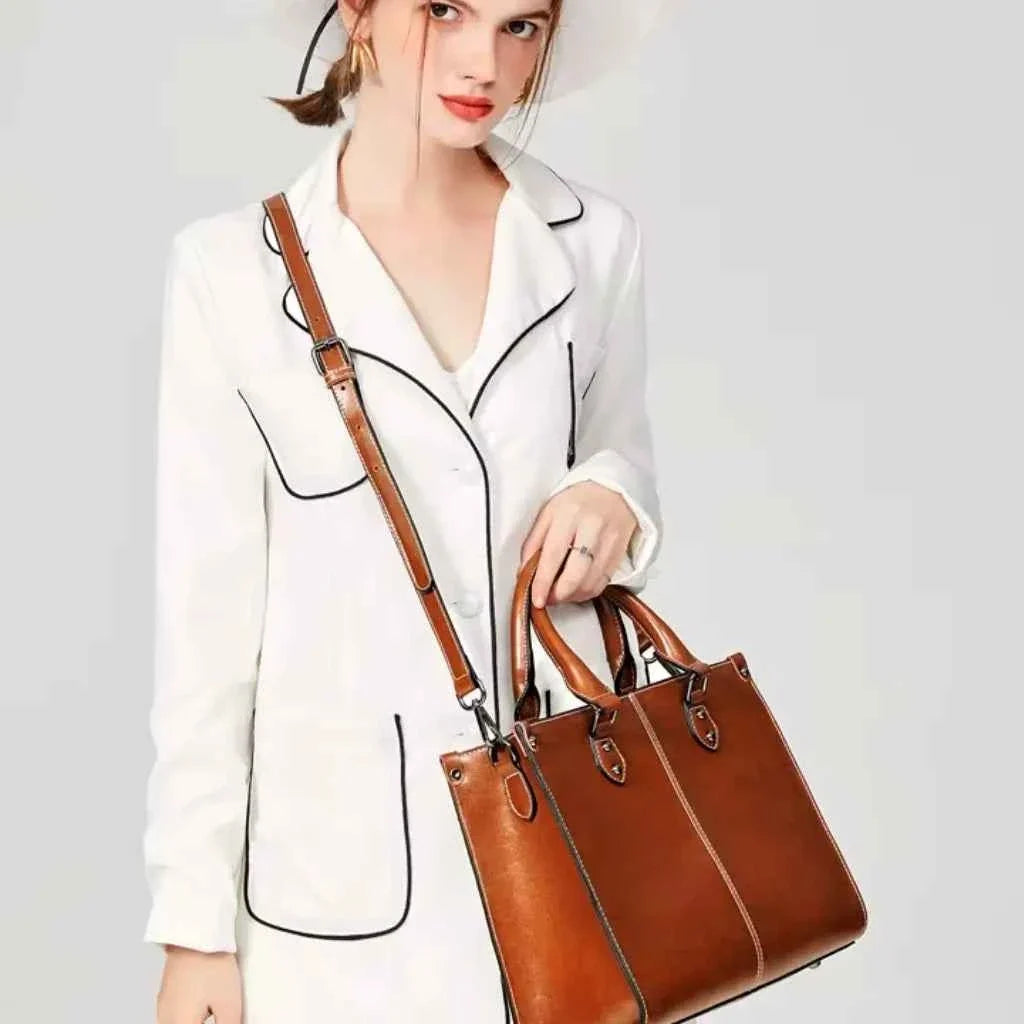 Bolsa Tote Feminina Executiva Estruturada em Couro PU com Alça Removível – Lumilia
