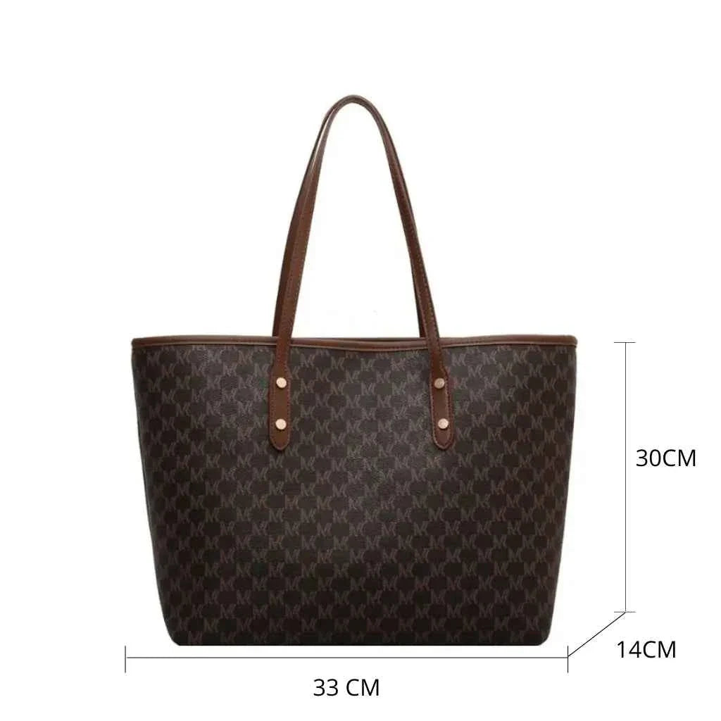 Bolsa Tote Feminina Estruturada de Couro PU com Alça de Mão Vintage – Milalia