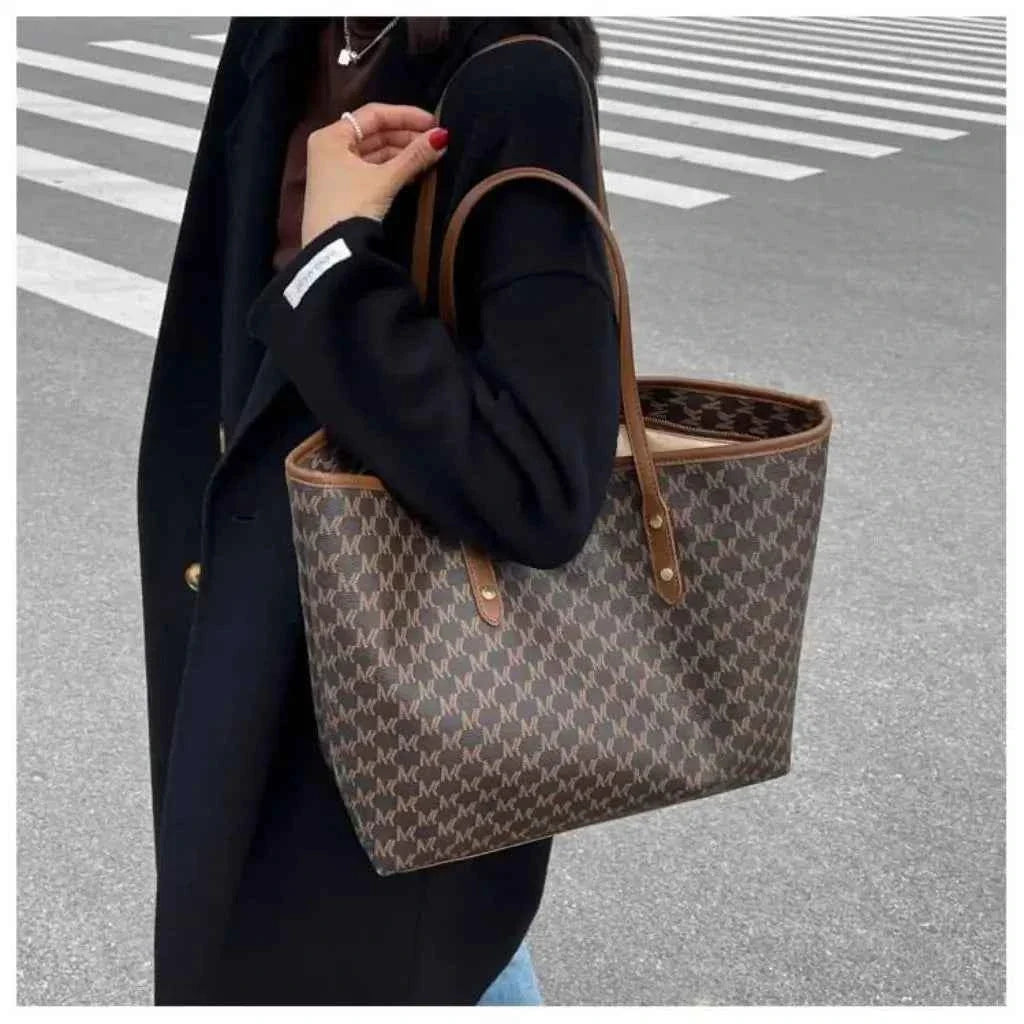Bolsa Tote Feminina Estruturada de Couro PU com Alça de Mão Vintage – Milalia