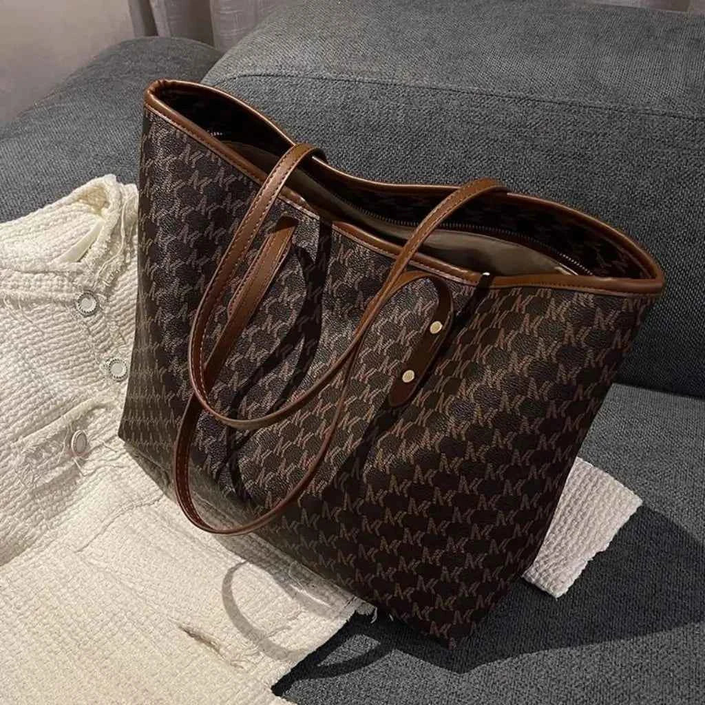 Bolsa Tote Feminina Estruturada de Couro PU com Alça de Mão Vintage – Milalia