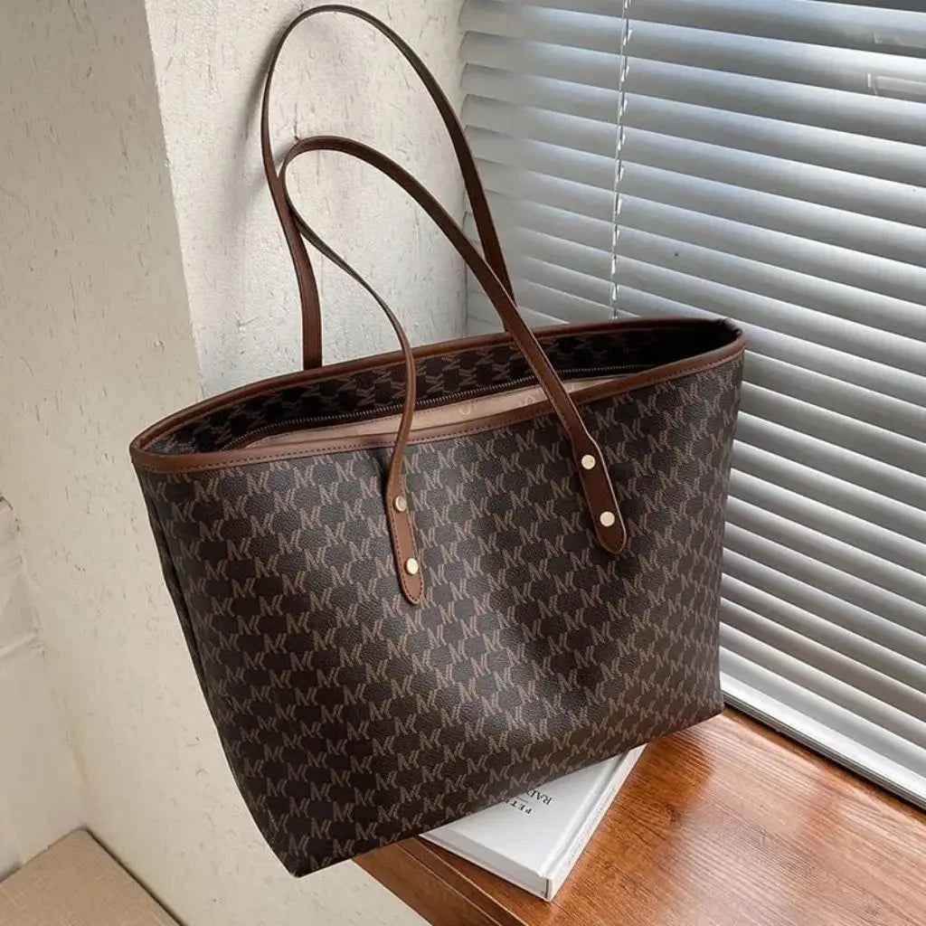 Bolsa Tote Feminina Estruturada de Couro PU com Alça de Mão Vintage – Milalia