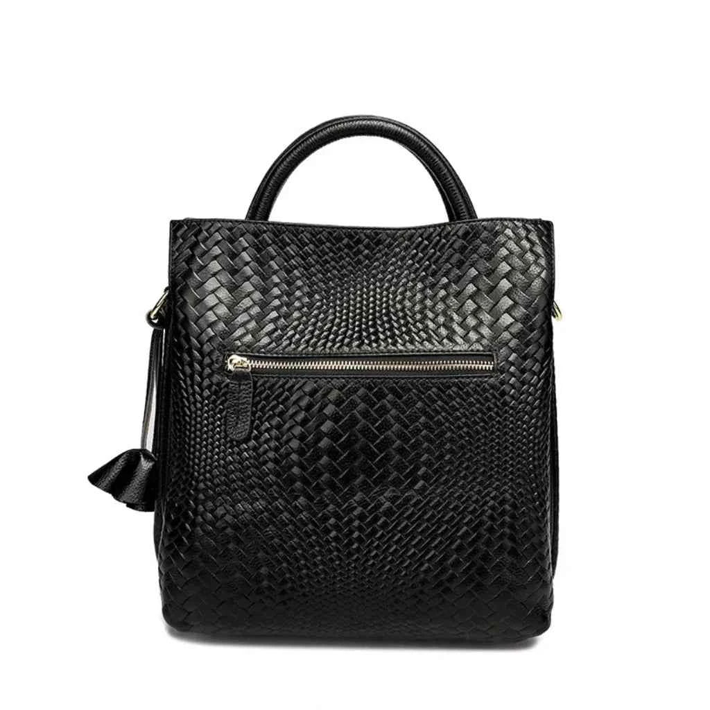 Bolsa Tote Vertical de Couro PU com Trama Artesanal e Alça Transversal – Dalalia