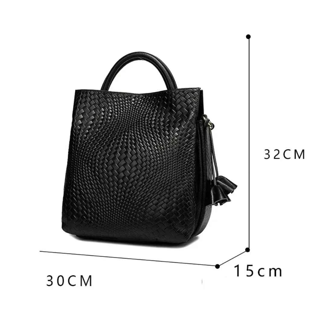 Bolsa Tote Vertical de Couro PU com Trama Artesanal e Alça Transversal – Dalalia