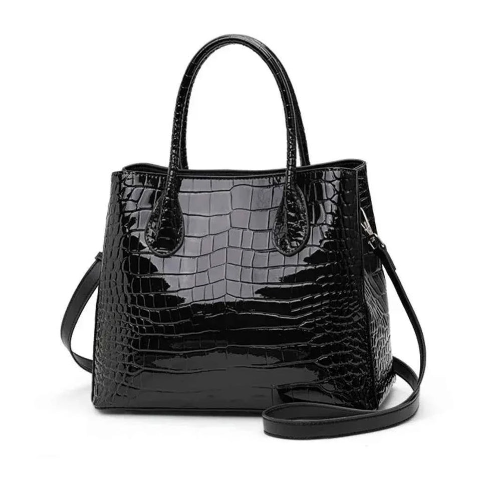 Bolsa Tote Feminina Estruturada com Textura Croco Envernizada – Felilia