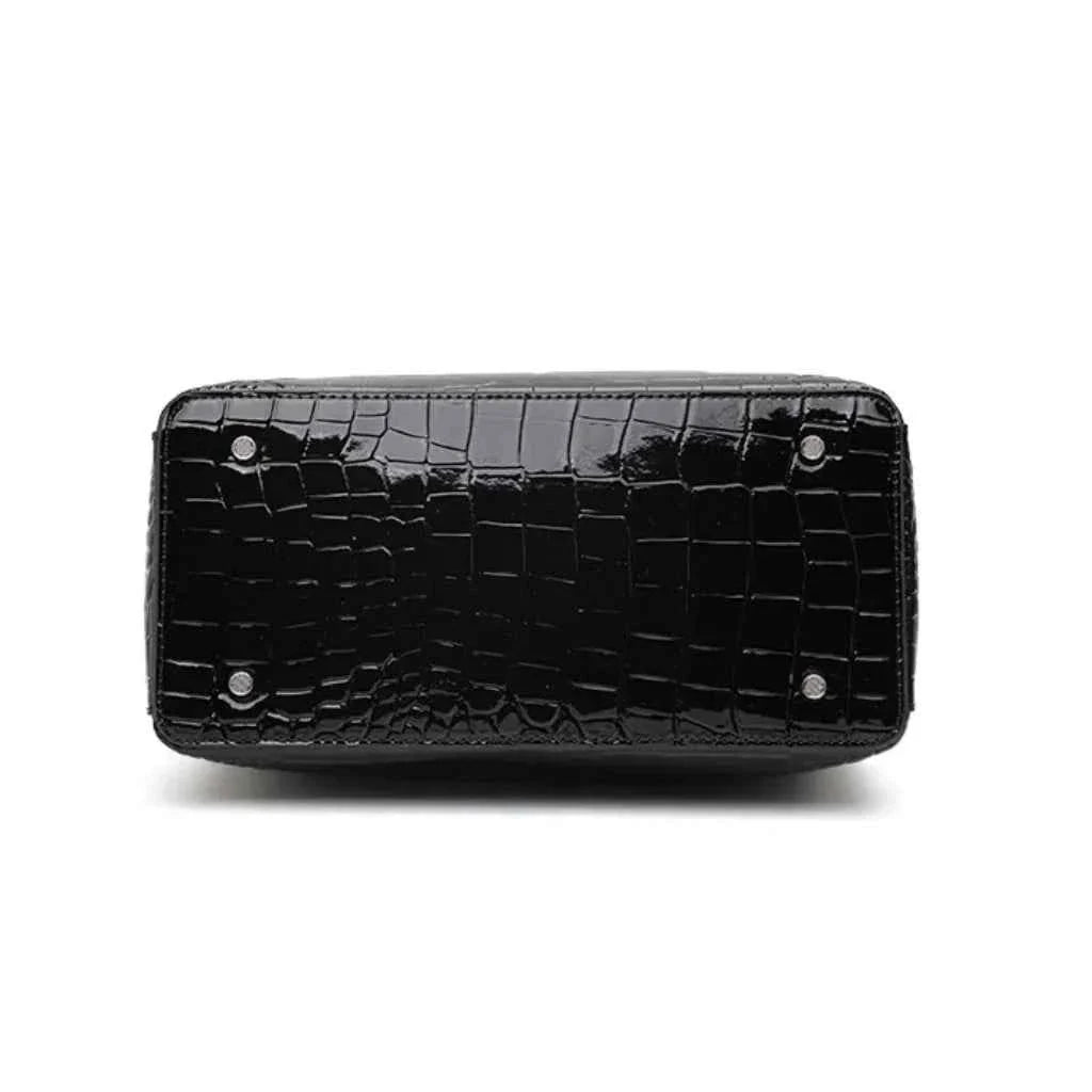 Bolsa Tote Feminina Estruturada com Textura Croco Envernizada – Felilia