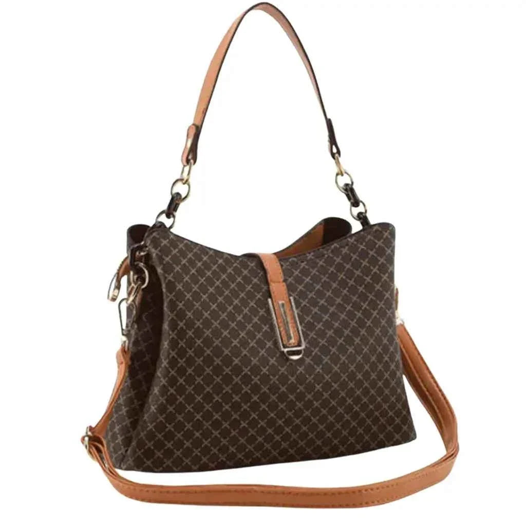 Bolsa Tote Feminina Estruturada de Couro Granulado com Alças Arquitetônicas de Metal – Nelilia