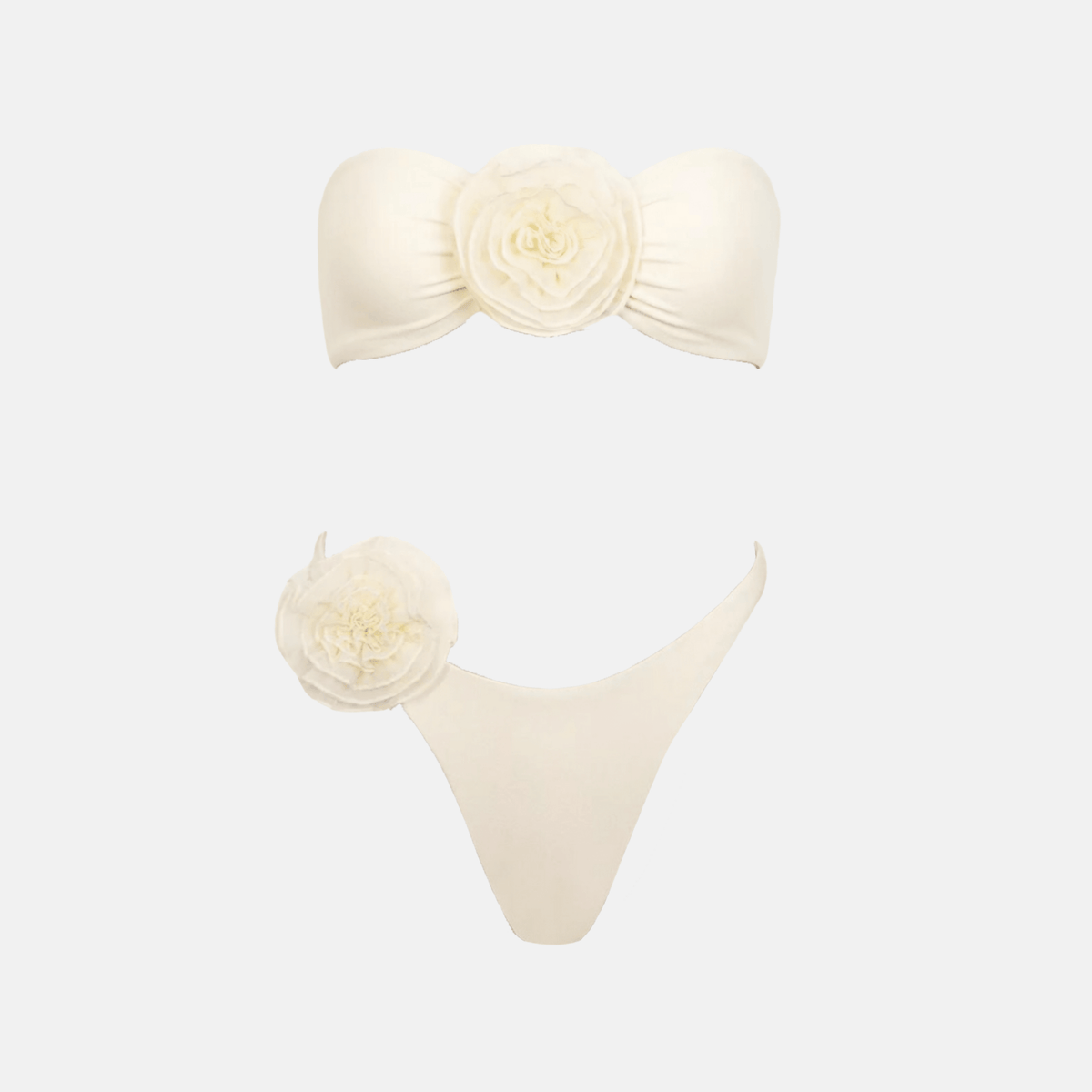 Biquíni Tomara que Caia Branco com Flor 3D Aplicada – Elina