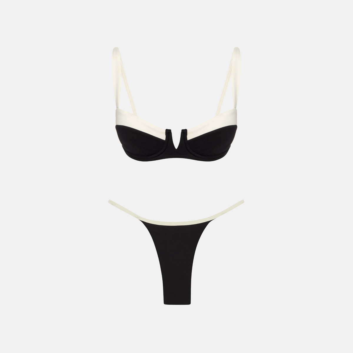 Biquíni Bicolor Preto e Branco com Aro – Iara
