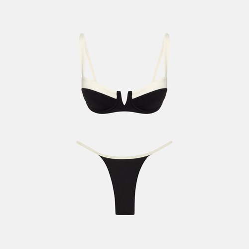 Biquíni Bicolor Preto e Branco com Aro – Iara