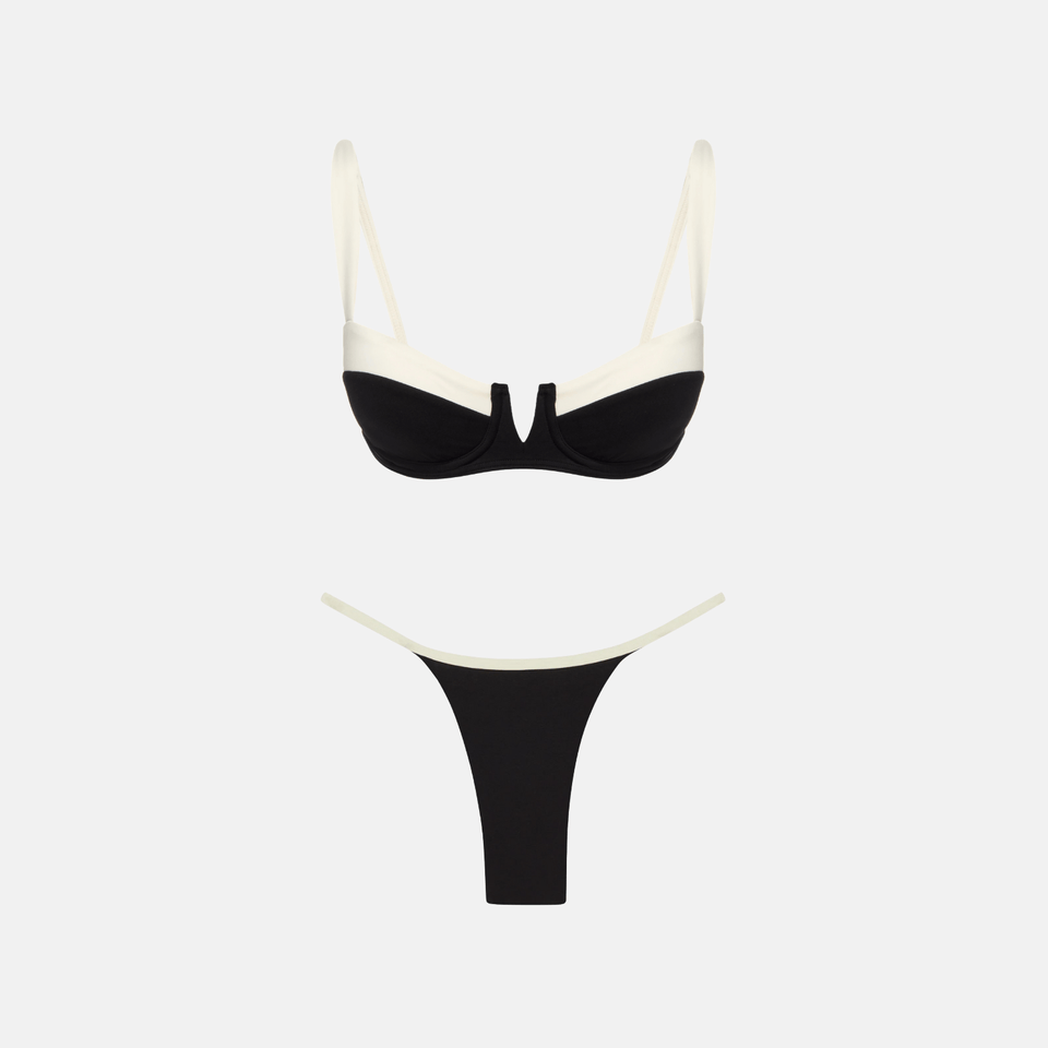 Biquíni Bicolor Preto e Branco com Aro – Iara