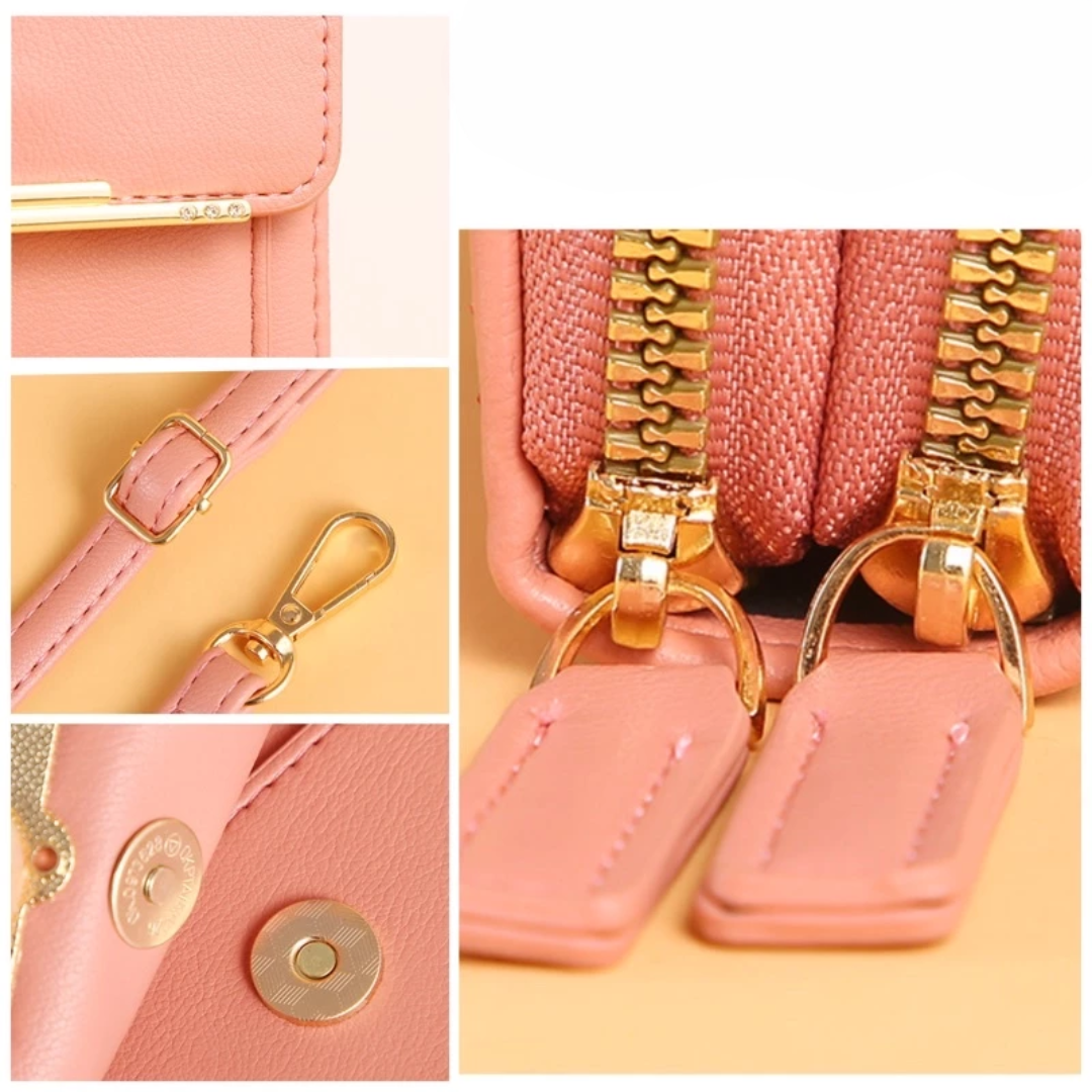 Bolsa Feminina Transversal Porta Celular e Carteira em Couro PU – Alilia