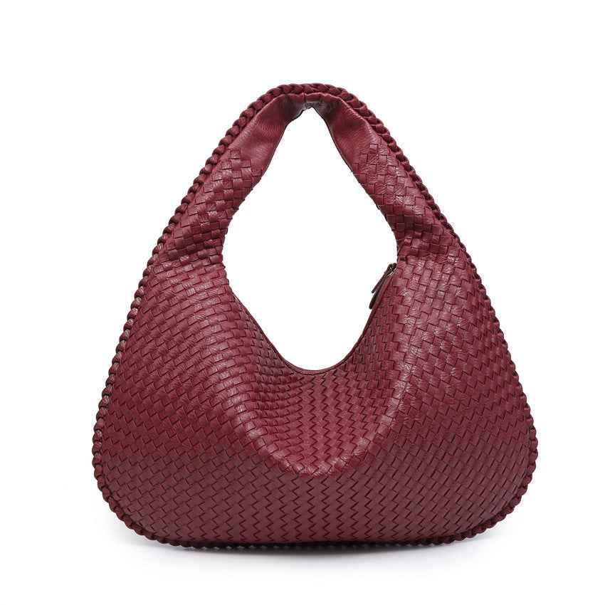 Bolsa Hobo Feminina de Couro PU com Trama Artesanal – Tialina