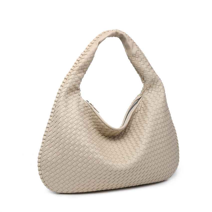 Bolsa Hobo Feminina de Couro PU com Trama Artesanal – Tialina