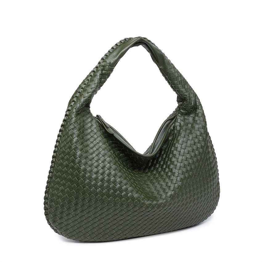 Bolsa Hobo Feminina de Couro PU com Trama Artesanal – Tialina