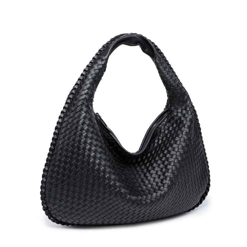 Bolsa Hobo Feminina de Couro PU com Trama Artesanal – Tialina