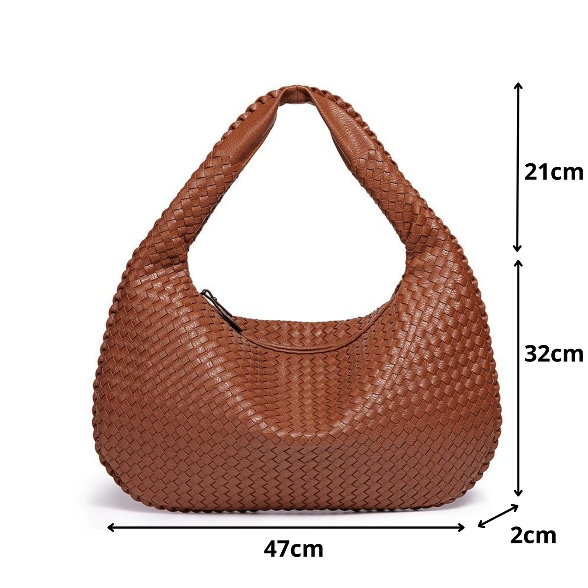 Bolsa Hobo Feminina de Couro PU com Trama Artesanal – Tialina