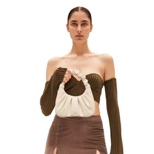Bolsa Hobo Feminina de Luxo Estruturada em Couro com Alça Frufru – Galilia