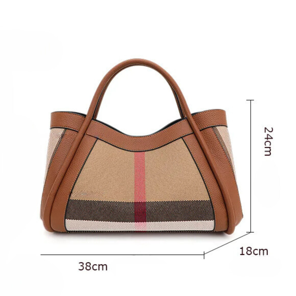 Bolsa Hobo de Luxo Estruturada em Couro e Tecido com Alça Dupla – Galalia