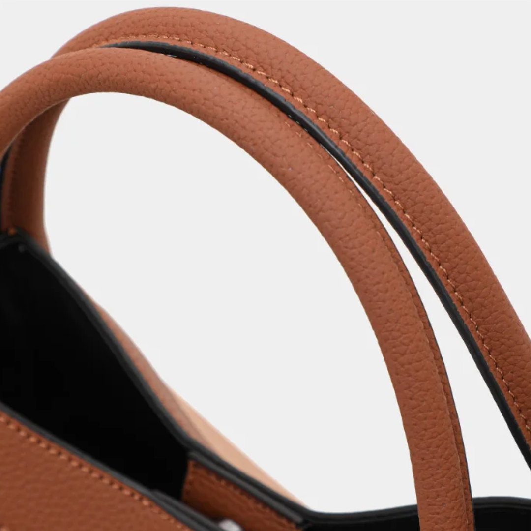 Bolsa Hobo de Luxo Estruturada em Couro e Tecido com Alça Dupla – Galalia