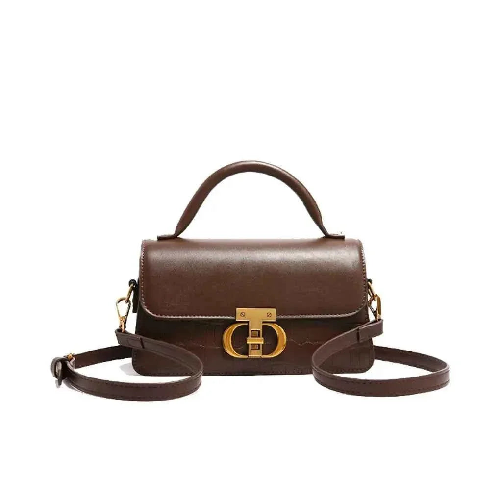Bolsa Estruturada Feminina de Couro PU com Alça de Mão e Fecho Dourado – Oralina