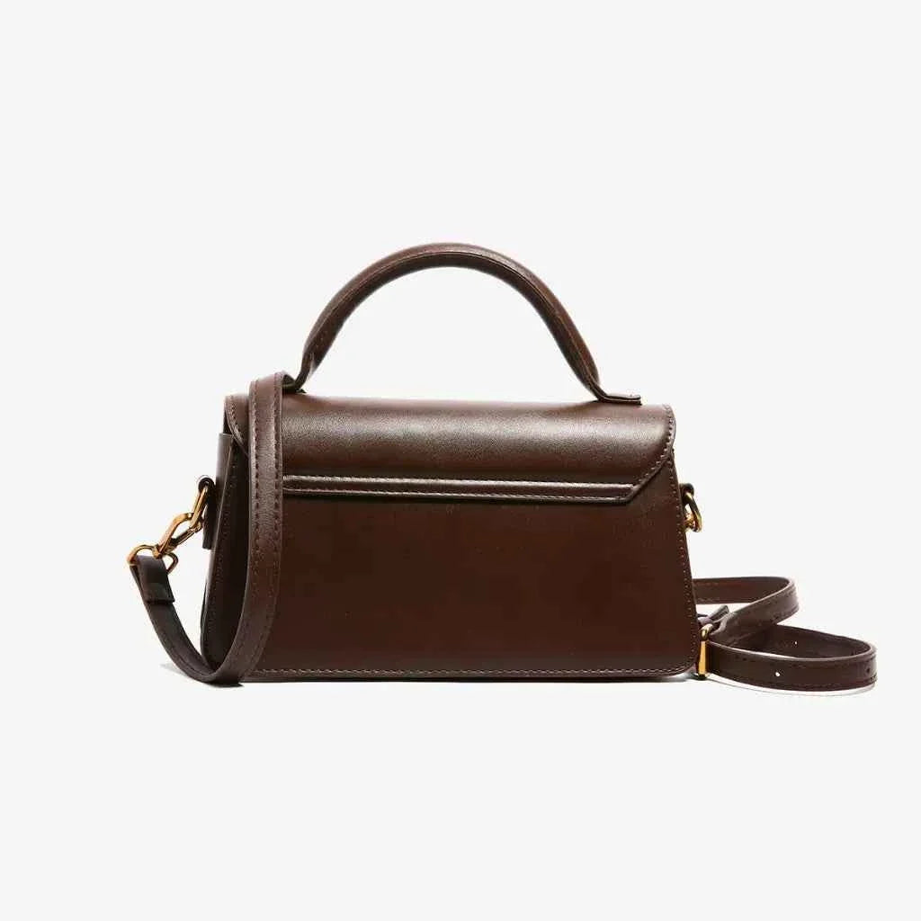 Bolsa Estruturada Feminina de Couro PU com Alça de Mão e Fecho Dourado – Oralina